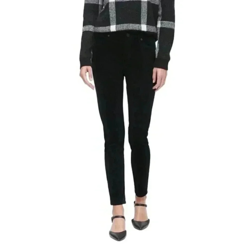 Banana Republic Skinny Velvet  Pant Mid Rise Black Size 28